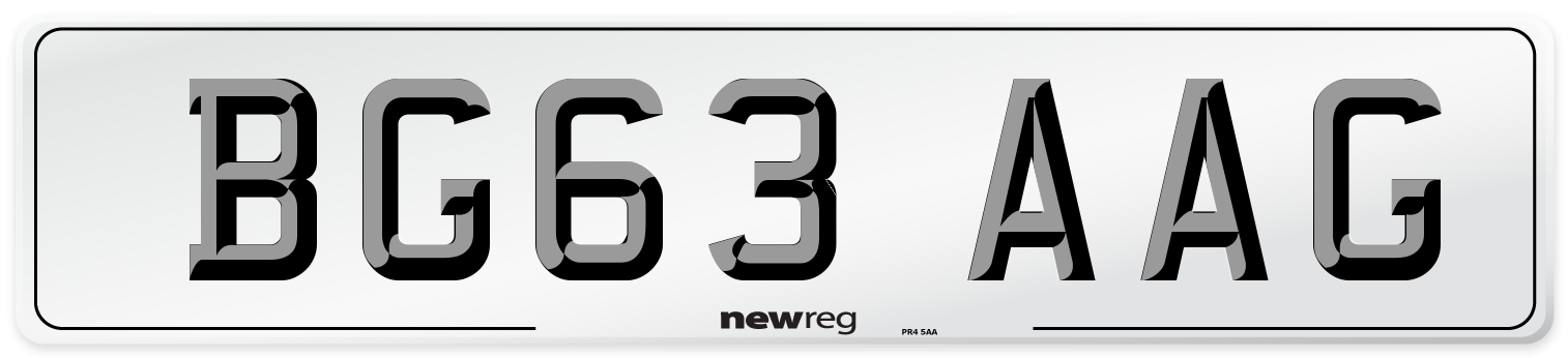 BG63 AAG Number Plate from New Reg